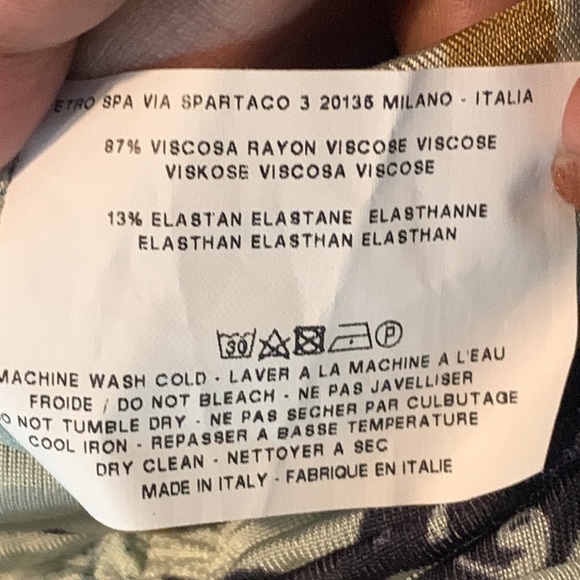 ETRO patch print jersey top V-neck,long sleeves, ruched front and back - Picture 6 of 6